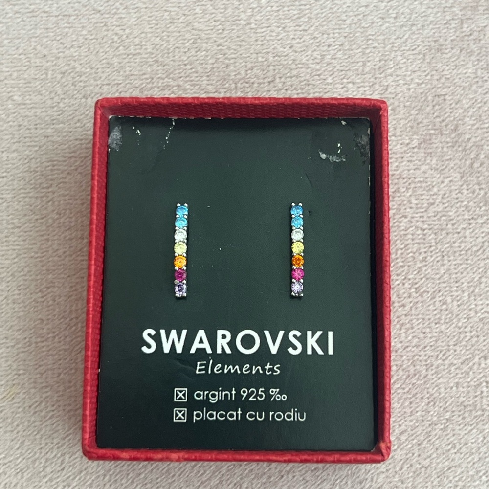 New Silver Swarovski Elements Rainbow Earrings